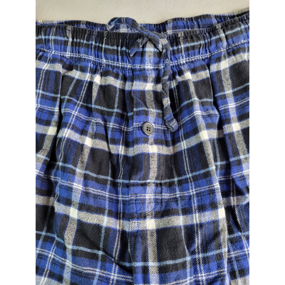 Fruit of the Loom Mens XL Blue Black Plaid Flannel Pajama Pants F002MFL16E